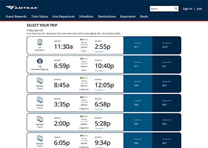 Amtrak Booking Page 1