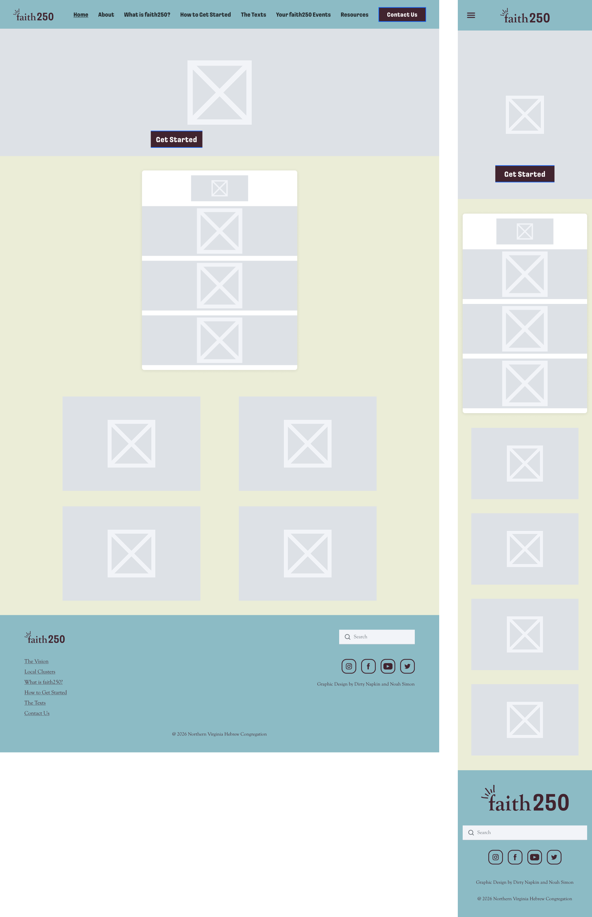 wireframe for faith250 homepage
