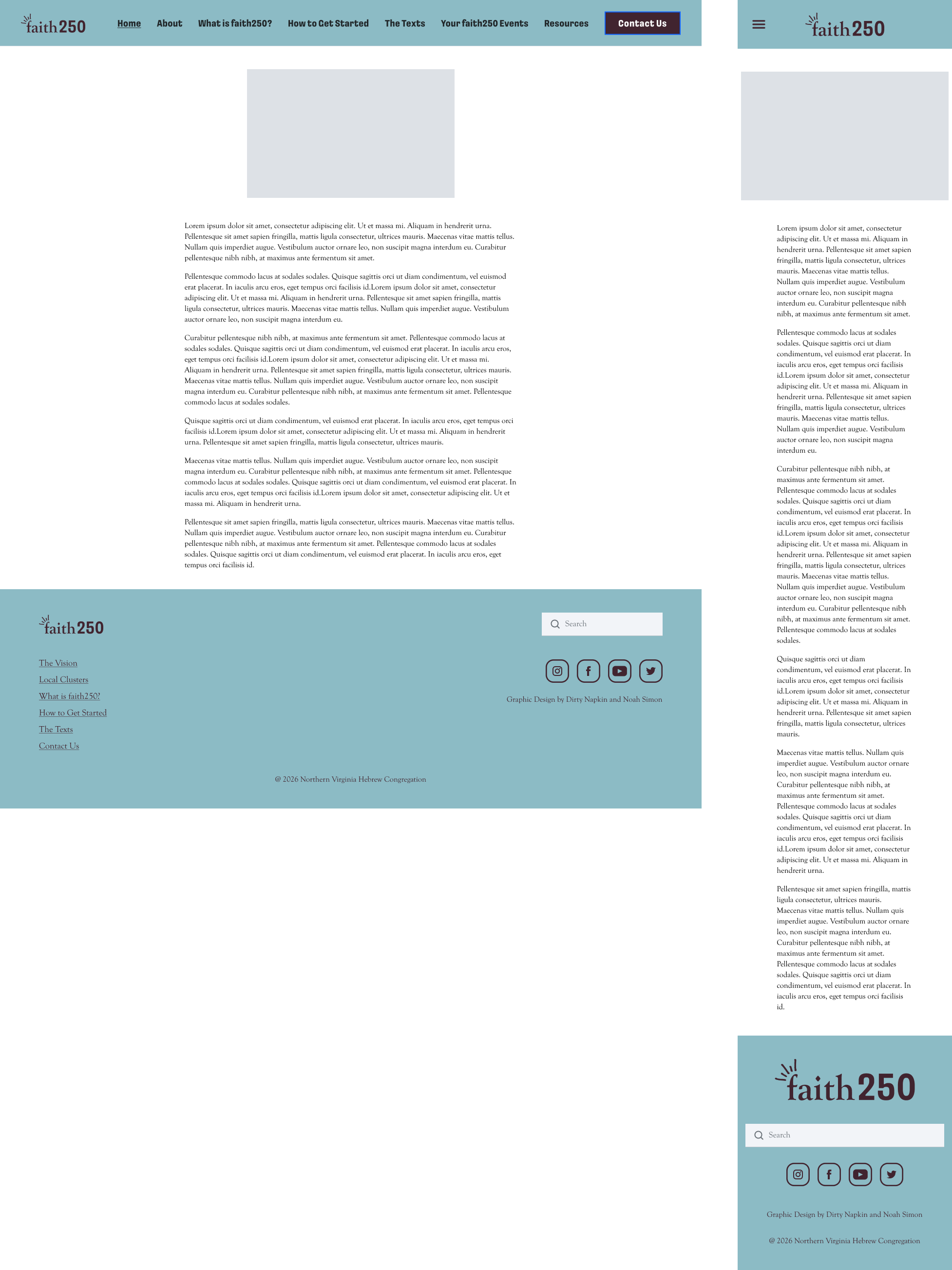 wireframe for faith250 content page