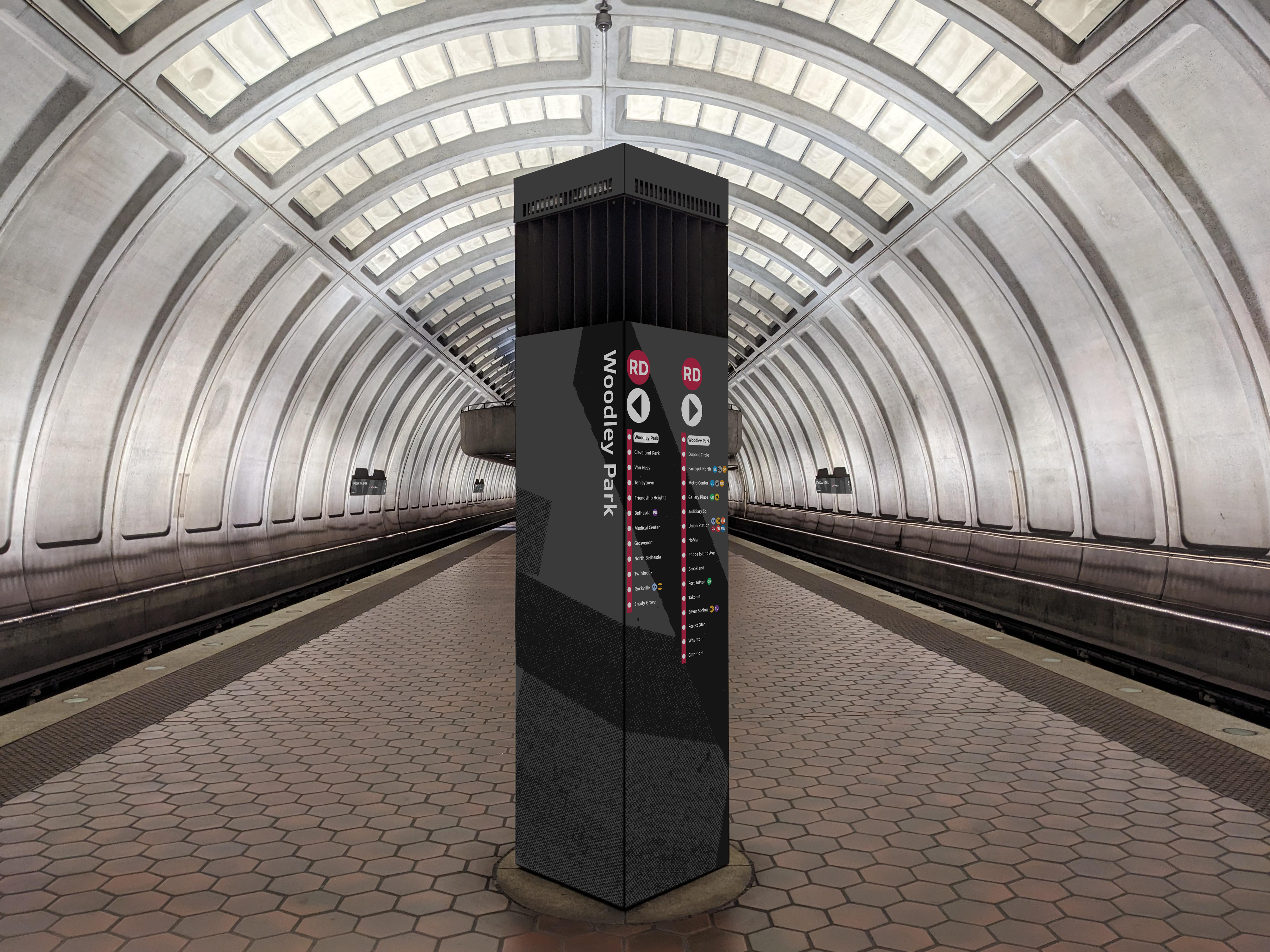 Station platform pylon